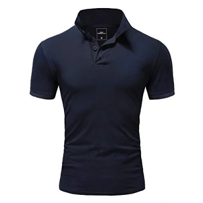 Abbildung von Amaci&amp;Sons Herren Poloshirt Basic Kontrast Stickerei Kurzarm Polohemd T Shirt 5102 Navyblau S