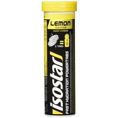 Abbildung von Isostar Powertabs Sportgetränk (6 Tuben mit je 10 Tabs) Iso Drink für intensives Training kalorienreduziertes Elektrolyte Getränk Zitrone