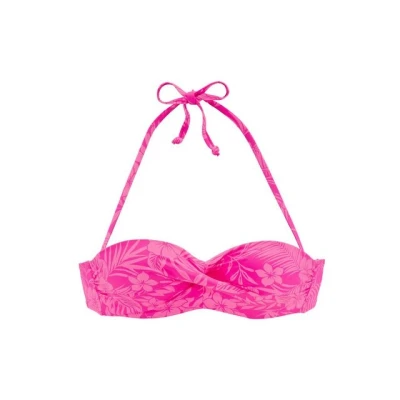 Abbildung von Venice Beach Bandeau Bikinitop, Damen, Größe: 34xA, Pink bedruckt