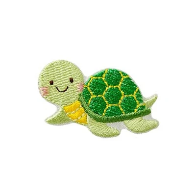 Abbildung von Monoquick Bügelbild Aufnäher Patch Applikation zum Aufbügeln Schildkröte grün 4,0 x 2,5 cm (06782)