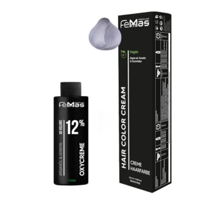 Abbildung von Femmas Haarfarbe Set Superaufheller Ultra Violett 902 S I Hair Color Cream 100ml + Oxycreme 12% Permanente Haar Coloration Entwickler Schonend &amp; langanhaltend Salon für Zuhause