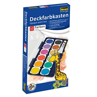 Abbildung von Tuschkasten Deckfarbkasten 12 Farben 1 Deckweiß Idena