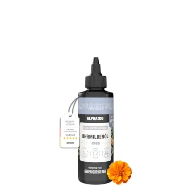 Abbildung von ALPHAZOO Ohrenreiniger Anti Ohrmilbenöl 100ml I Hunde &amp; Katzen, 1 tlg., Ohrenpflege, effektiv gegen Ohrmilben, Milben im Ohr bekämpfen