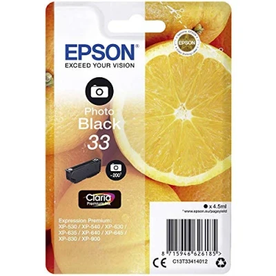 Abbildung von Epson 33 foto schwarz tintenpatrone 4,5ml C13T33414012 original