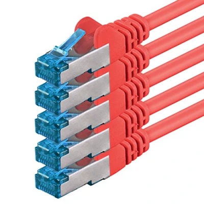 Abbildung von 1aTTack.de 1,5m CAT6a Netzwerkkabel rot 5 Stück CAT 6 A Patchkabel 10000 Mbit s SFTP PIMF 500 MHz kompatibel zu CAT5 CAT6 CAT7 DSL Internet Switch Router