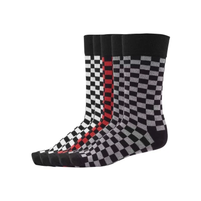 Abbildung von Urban Classics Check Socks 5PACK Socken, Herren, Größe: 47 50, Black/heathergrey/white