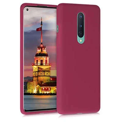Abbildung von kwmobile Hülle kompatibel mit OnePlus 8 (2020) Silikon Handy Case Handyhülle weiche Oberfläche kabelloses Laden Fuchsia