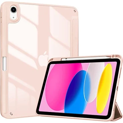 Abbildung von ProCase Hülle für ipad 10. Generation 2022 10,9 Zoll mit Stifthalter, Stoßfeste Smart Case Cover transparenter Rückseitenschale Schutzhülle Kompatibel 10th Gen Rosegold