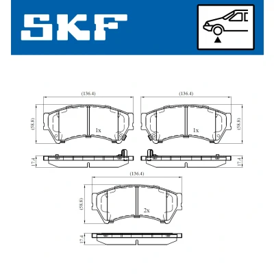 Abbildung von SKF VKBP 80410 A Bremsbelagsatz mit akustischer Verschleißwarnung