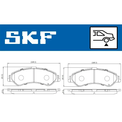 Abbildung von SKF VKBP 90221 Bremsbelagsatz nicht für Verschleißwarnanzeiger vorbereitet AUDI: A6 C6 Avant, Limousine, A4 B7 Limousine