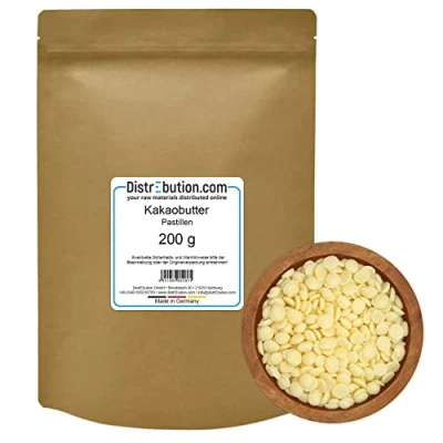 Abbildung von Kakaobutter 200 g Lebensmittelqualität Pastillen Cacao Butter