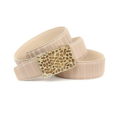 Abbildung von Anthoni Crown Unisex Ledergürtel Gürtel, Beige, 105