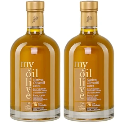 Abbildung von My Olive Olivenöl Vassilakis Estate 2x 0,5l 100% Koroneiki Edles aus Kreta Griechenland +20ml Jassas