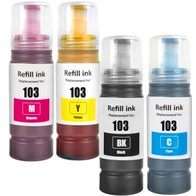 Abbildung von LAIPENG 103 Tinte Kompatibel mit Epson für L1110 L1200 L1210 L1250 L3100 L3101 L3110 L3111 L3116 L3150 L3151 L3156 L3160 L3200 L3250 L3251 L3256 L3260 L3266 Drucker 4 Multipack (BK/C/M/Y)