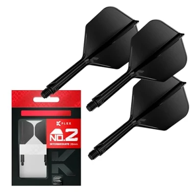 Abbildung von Target Darts K Flex Integrierter Dart Flug und Schaft, Nr. 2 Schwarz (Mittelstufe) 3er Pack 2, Präzisionsgeformte in 1 Flüge Schäfte Professionelles Zubehör