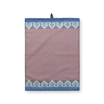 Abbildung von PIP STUDIO Flower Festival Geschirrtuch Blue rot 50 x 70 cm