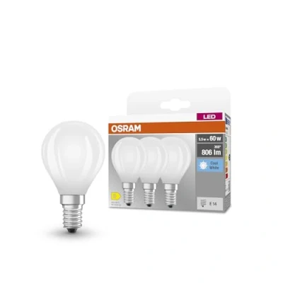 Abbildung von OSRAM Star Filament Lampe für E14 Sockel, mattes Glas ,Kaltweiß (4000K), 806 Lumen, Ersatz herkömmliche 60W Leuchtmittel, nicht dimmbar, 3 er Pack