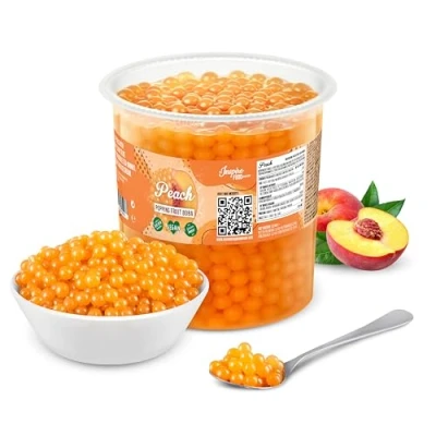 Abbildung von INSPIRE FOOD Bubble Tea Perlen Pfirsich für Popping Boba Perlen, Tapioka Fruchtperlen und 100% vegan glutenfrei, ohne künstliche Farbstoff, 3.2KG