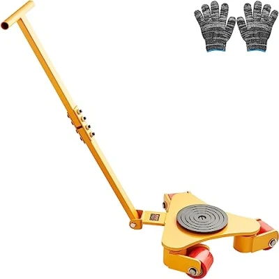 Abbildung von VEVOR 3T Transportfahrwerk mit Griff 425x335x116mm Transportrollen aus Kohlenstoffstahl Industrieroller 3x 360 PU Räder Roller Ф165x10mm Drehplatte Möbeltransporthilfe Transportroller