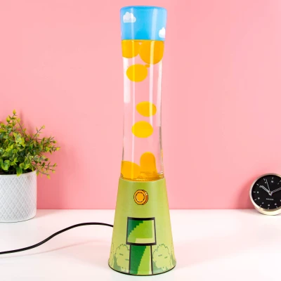 Abbildung von Fisura Gamer Lavalampe. Bedruckter Sockel, transparente Flüssigkeit und gelbe Lava. Perfekte Stimmungsbeleuchtung für Gaming Bereiche. Ersatzglühbirne inklusive. Maße: 11 cm x 41,5 cm.