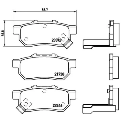 Abbildung von BREMBO P 28 025 Bremsbelagsatz mit akustischer Verschleißwarnung ohne Zubehör HONDA: Jazz 2 Schrägheck, CIVIC 6 Coupe, 3 Schrägheck