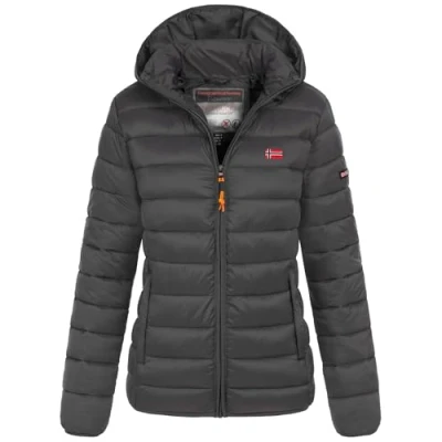 Abbildung von Geographical Norway Winter Jacke Steppjacke Parka Kapuzenjacke Outdoor Leicht und warm, Farbe:Dunkelgrau, Größe:S (36)