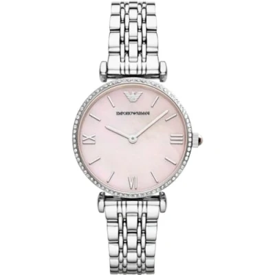 Abbildung von Emporio Armani Uhr für Damen , Zweizeiger Uhrwerk, 32mm Silbernes Edelstahlgehäuse mit Edelstahlarmband, AR1779