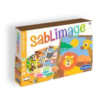 Abbildung von Sentosphere 80881 Sandbilder: Tiere in Afrika, Set mit 4 Bildern, 16 Dosen und Farbsand, 25 x 18 cm