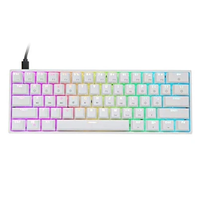 Abbildung von EPOMAKER SKYLOONG SK61 GK61 60% Mechanische Tastatur mit Kabel, RGB beleuchtet, Optical hot swap und Anpassbares, ABS Doubleshot, QWERTY staubdicht für PC/Mac/Gamer (Weiß, Gateron Blue)