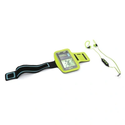 Abbildung von PLATINET Bluetooth Sport Ohrhörer mit Mikrofon + Armband für Smartphone grün