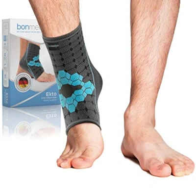 Abbildung von bonmedico Sprunggelenkbandage Rutschfeste Knöchelbandage Sprunggelenk für Damen &amp; Herren Stützende Bandage Fußgelenk, Achillessehne Wellness Geschenke 1 Fußbandage Grey, Unisex Medium