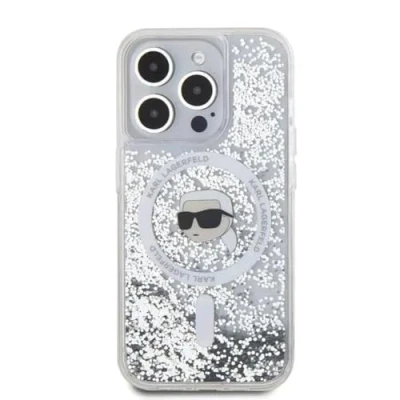 Abbildung von CG Mobile Karl Lagerfeld Magsafe Liquid Glitter Hard Case mit Kopf für iPhone 16 Pro