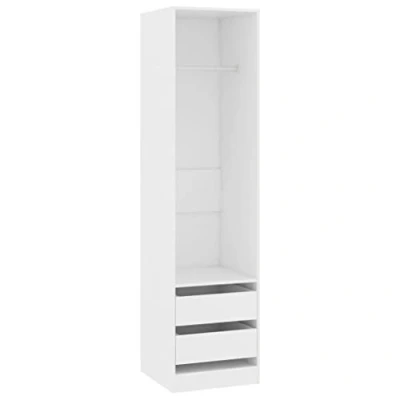 Abbildung von vidaXL Kleiderschrank mit 2 Schubladen Kleiderständer Schrank Kleiderstange Garderobenschrank Regal offen Weiß 50x50x200cm Holzwerkstoff