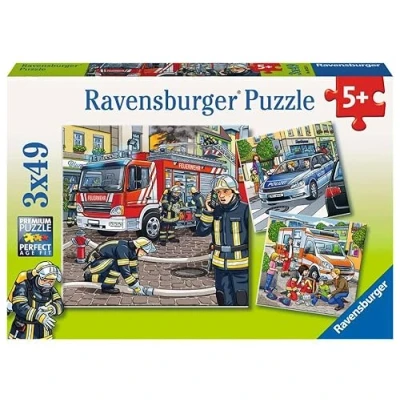 Abbildung von Ravensburger Kinderpuzzle 09335 Helfer in der Not Puzzle für Kinder ab 5 Jahren, mit 3x49 Teilen