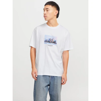 Abbildung von Jack &amp; Jones Picture SS CREW NECK SN Tshirt print, Herren, Größe: Large, Bright white