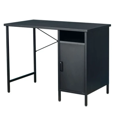 Abbildung von riess ambiente Schreibtisch DURA STEEL 100cm schwarz · matter Arbeitstisch aus Metall mit Stauraum (Einzelartikel, 1 St), Arbeitszimmer Fach Home Office Büro Industrial