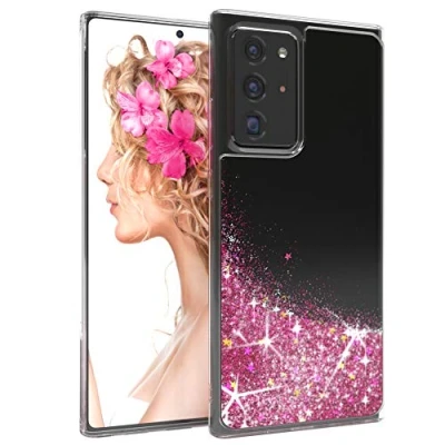 Abbildung von EAZY CASE Hülle kompatibel mit Samsung Galaxy Note 20 Ultra/Note Ultra 5G Schutzhülle Flüssig Glitzer, Handyhülle, Back Cover Glitter, TPU/Silikon, Transparent/Durchsichtig, Pink