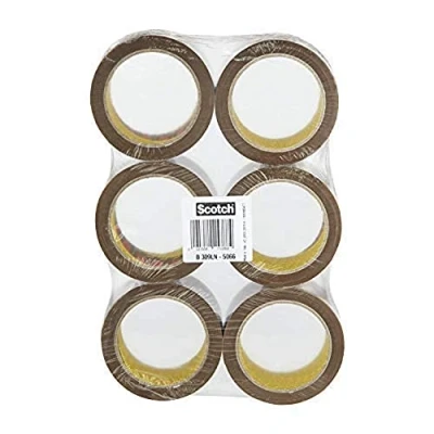Abbildung von Scotch Verpackungsklebeband, Geräuscharmes Paketklebeband,Paketkband leise, Packband leicht abzurollen, 6 Rollen 50mm x 66 m, Braun