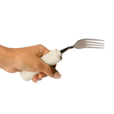 Abbildung von Homecraft Queens Cutlery, Left Handed Fork, Angled, Built Up Handle, Daily Eating Aid, Limited Wrist Movement, Weak Grip, Elderly, Disabled, One Handed, Adaptive Stainless Steel Utensils