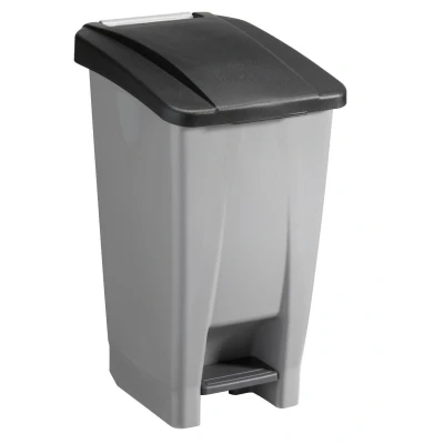 Abbildung von Sunware Basic Abfalleimer 60 Liter 49x38x70cm mit Rädern/Fußpedal/Handgriff grau/schwarz