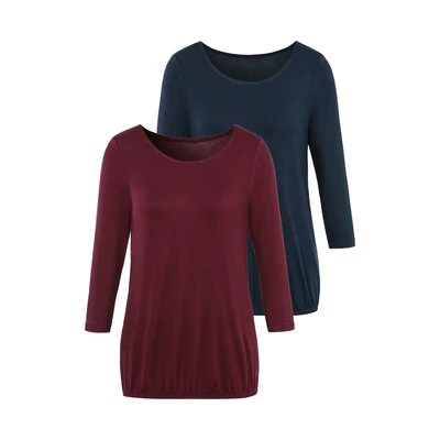 Abbildung von Vivance 3/4ARM 2 PACK Langarmshirt, Damen, Größe: 32/34, Aubergine navy