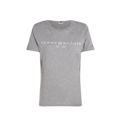 Abbildung von Tommy Hilfiger Curve LOGO Tshirt print, Damen, Größe: 46, Medium grey heather