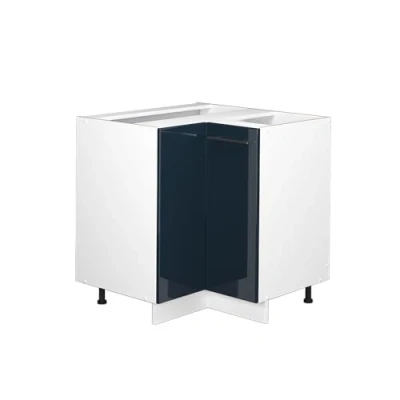 Abbildung von Vicco Eckschrank Fame Line, Dunkelblau Hochglanz/Weiß, 80.5 cm ohne Arbeitsplatte