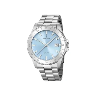 Abbildung von Festina Quarzuhr, Armbanduhr, Damenuhr, Edelstahlarmband, analog, Tag, Mineralglas