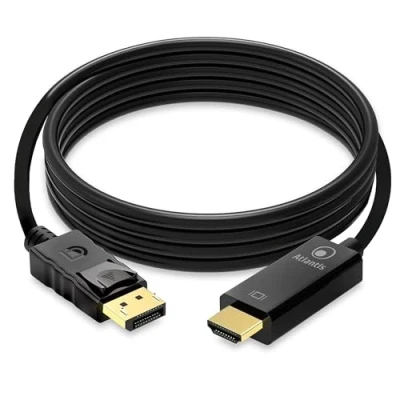 Abbildung von Atlantis A04 DP_HDMI 18 Display Port (DP) auf HDMI, 4K 1080p 60 Hz Stecker Buchse verbinden PC/Notebook/MAC mit DisplayPort zu Monitor Ausgang, Projektor HDMI Eingang. Kabel 1,8 m.