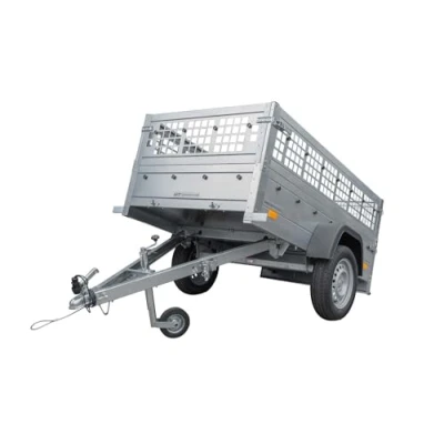 Abbildung von UNITRAILER Anhänger Garden Trailer 200 Kipp, Auto 750 kg mi, Gitteraufsatz, Kippbarer Deichsel und Stahlstützrad, Ladeflächenabmessungen 200x106 cm