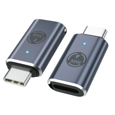Abbildung von MoKo Lightning Buchse auf USB C Stecker Adapter 2 Stück, für iPhone 16/15 Pro Max Plus, iPad, Laden/Datenübertragung, Nicht Audio/OTG, Grau 35W