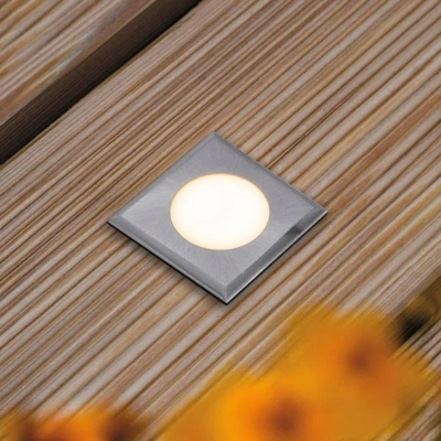 Abbildung von Paulmann LED Einbauleuchte &quot;House eckig 50x50mm 3000K 2W 60lm 230V Edelstahl gebürstet, Kunststoff&quot;, 1 flammig, Bodeneinbauleuchte Warmweiß IP67