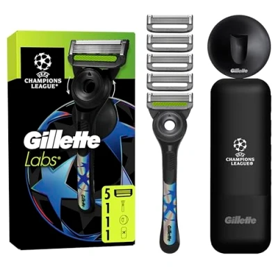 Abbildung von Gillette Labs Systemklingen 5er + Handstück Duschhänger Slim Travel Case &quot;UEFA Champions League&quot; Online Versandvariante