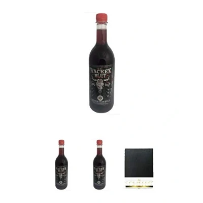 Abbildung von Wacken Blut 0,75 Liter + Schiefer Glasuntersetzer eckig ca. 9,5 cm Durchmesser